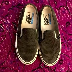 Dark Green Vans Corduroy Slip-ons